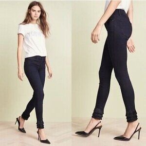 𝅺frame Denim High Rise Le High Skinny Triple Ankle Fringe Jeans Midnight Blue​